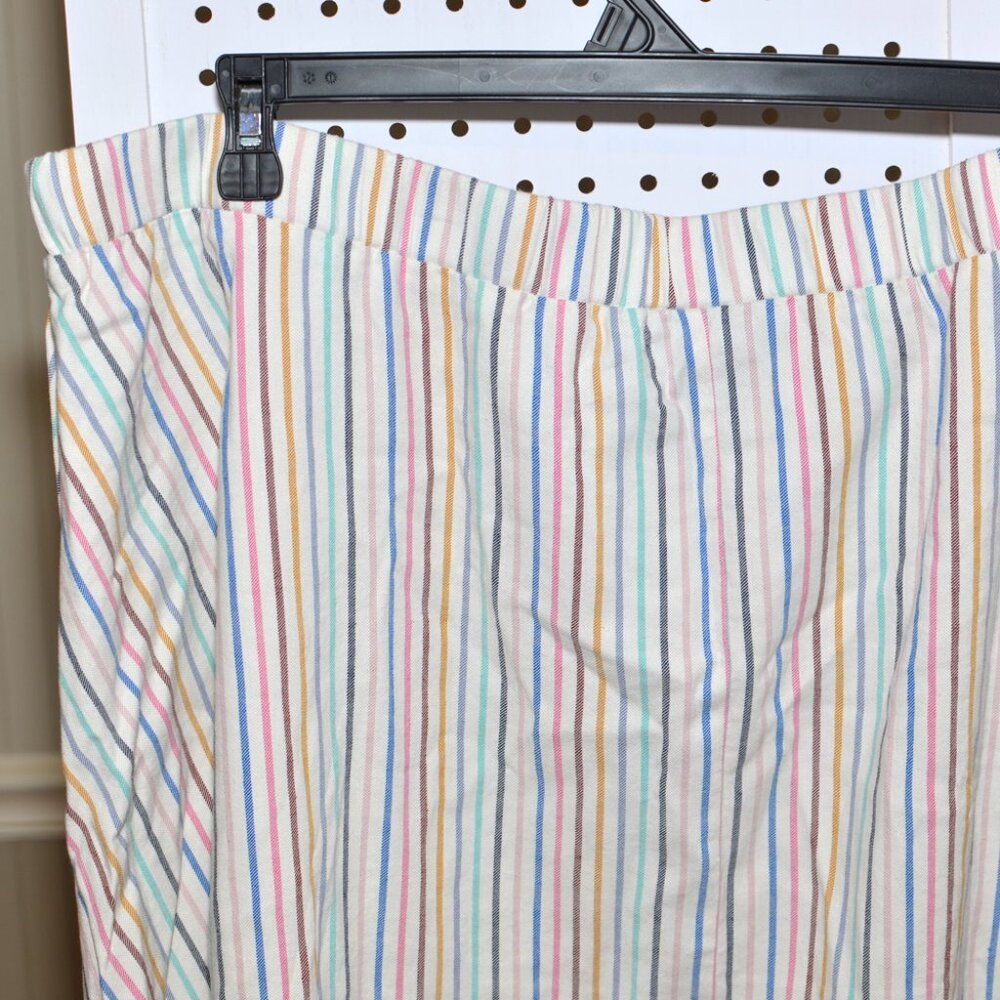 Plus Size Lane Bryant 26/28 Colorful Striped Ruffle Hem Pull-On Midi Skirt - Picture 12 of 14